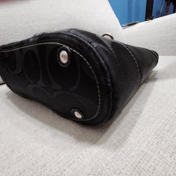 FLAWLESS Coach Signature Black Lurex Studded Shoulder Bag Purse - Picture 8 of 14